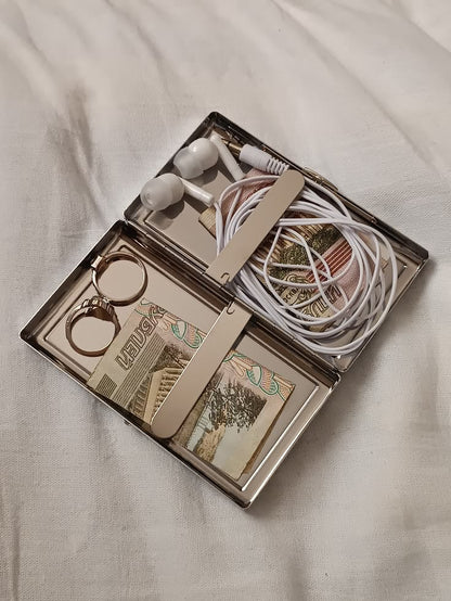 Vintage Metal Case Wallet | Metal Box, Stainless Steel Cigarette Box, Card Cash Box
