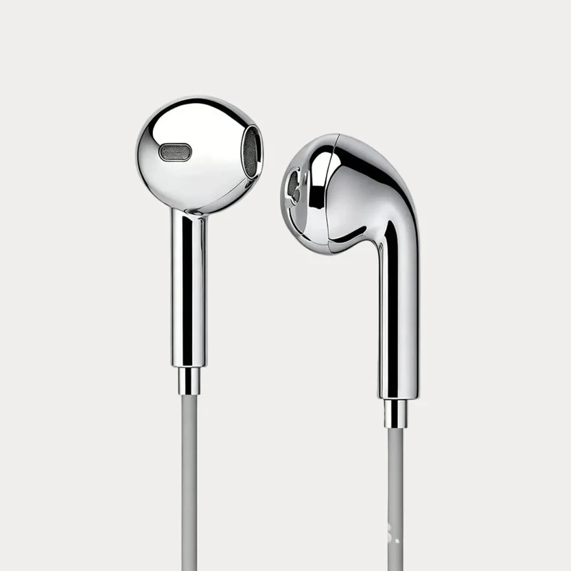 Sleek Fashion Silver Chrome In-Ear Earbuds