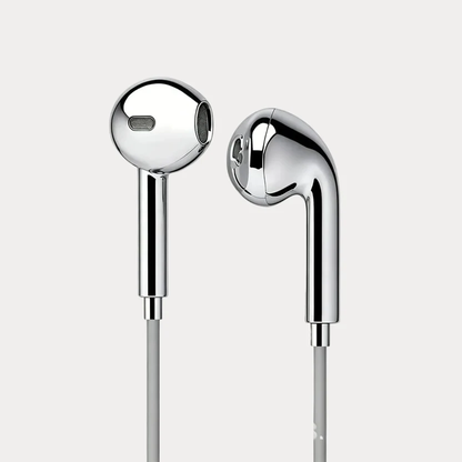 Sleek Fashion Silver Chrome In-Ear Earbuds
