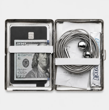 Vintage Metal Case Wallet | Metal Box, Stainless Steel Cigarette Box, Card Cash Box
